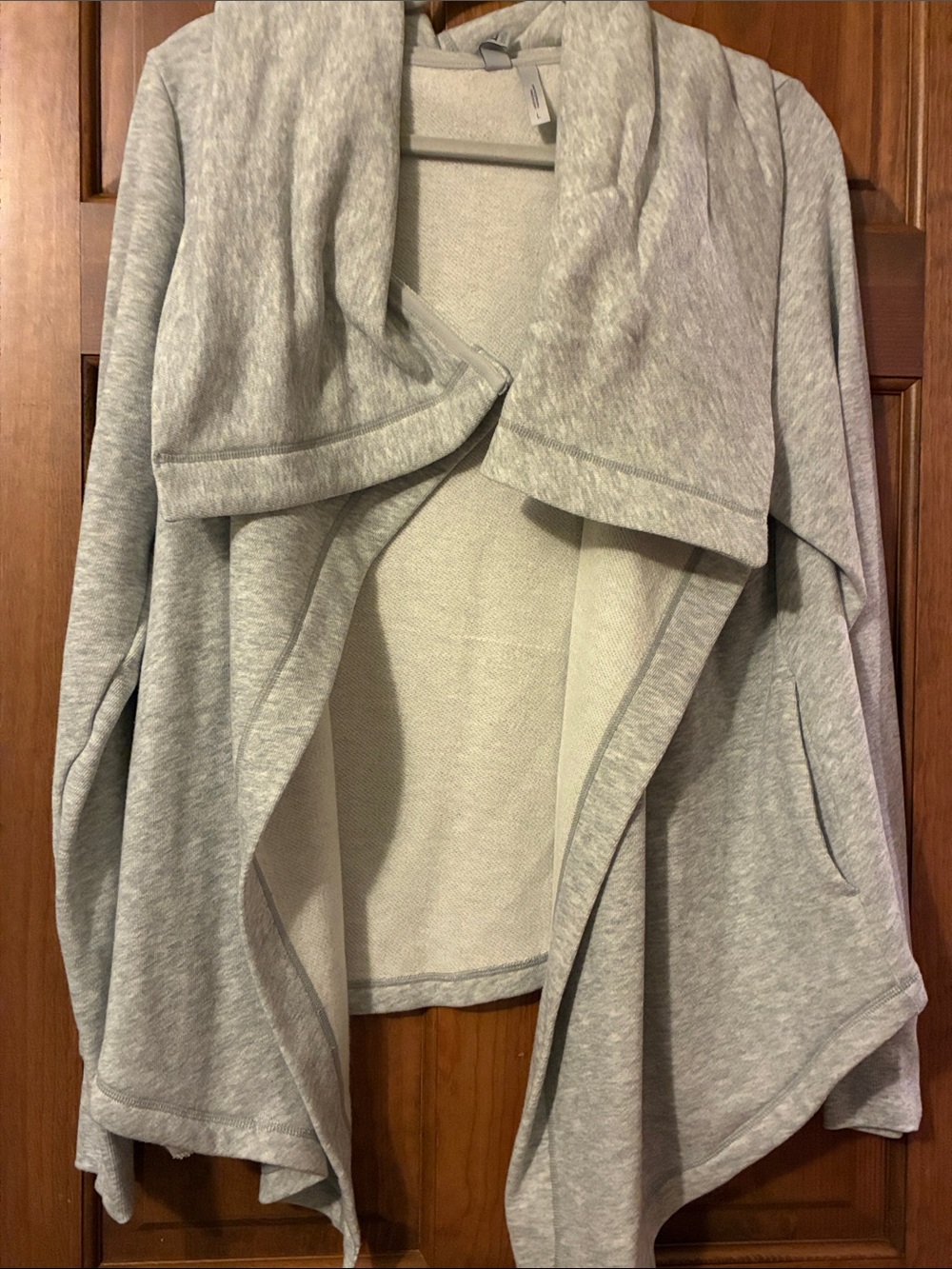 Zella Light Gray Draped Open-Front Jacket